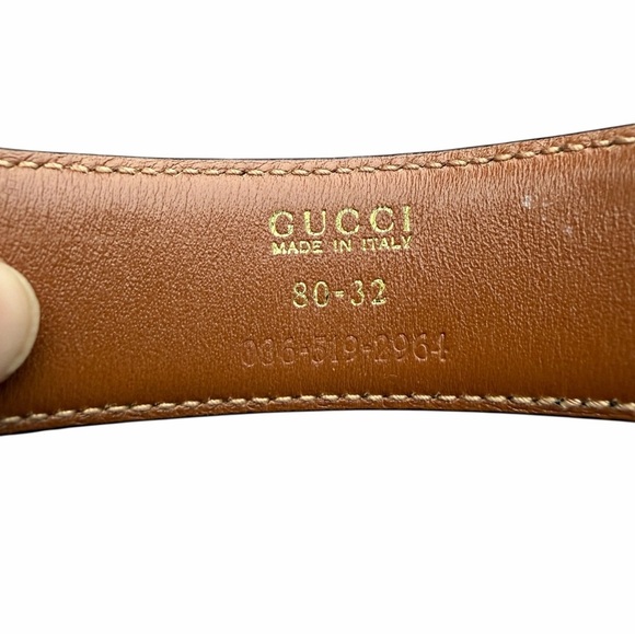Authentic Gucci Black Leather GG Belt | Gold Double G Buckle | Size 80 / 32 - Picture 6 of 8